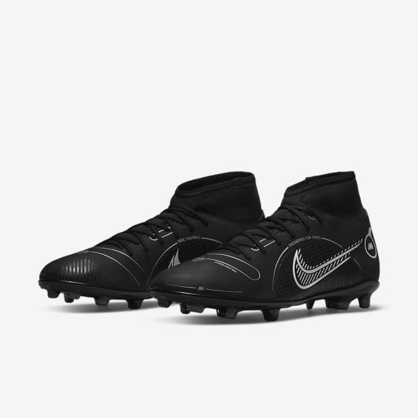 Nike Mercurial Superfly 8 Club MG Multi-Grounds Fußballschuhe Herren Schwarz Grau Metal Silber | NK728UWE