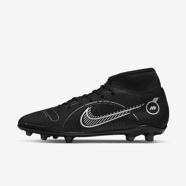 Nike Mercurial Superfly 8 Club MG Multi-Grounds Fußballschuhe Herren Schwarz Grau Metal Silber | NK728UWE