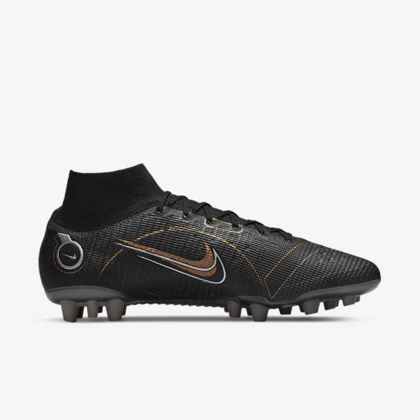 Nike Mercurial Superfly 8 Elite AG Artificial-Grasss Fußballschuhe Damen Schwarz Metal Silber Grau Metal Gold | NK348RKJ