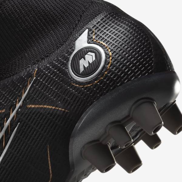 Nike Mercurial Superfly 8 Elite AG Artificial-Grasss Fußballschuhe Damen Schwarz Metal Silber Grau Metal Gold | NK348RKJ