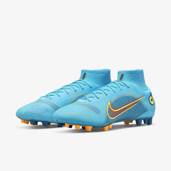 Nike Mercurial Superfly 8 Elite AG Artificial-Grasss Fußballschuhe Herren Blau Orange | NK783XIM