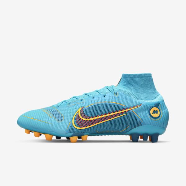 Nike Mercurial Superfly 8 Elite AG Artificial-Grasss Fußballschuhe Damen Blau Orange | NK940BGE