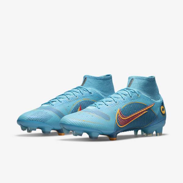 Nike Mercurial Superfly 8 Elite FG Firm-Grounds Fußballschuhe Damen Blau Orange | NK271LCM