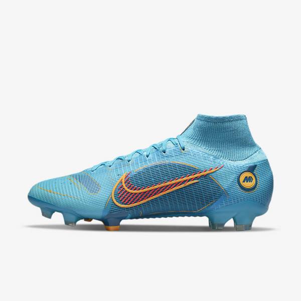 Nike Mercurial Superfly 8 Elite FG Firm-Grounds Fußballschuhe Damen Blau Orange | NK271LCM