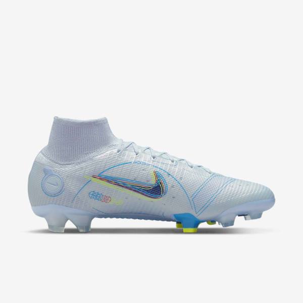 Nike Mercurial Superfly 8 Elite FG Firm-Grounds Fußballschuhe Damen Grau Hellblau Blau | NK295HQK