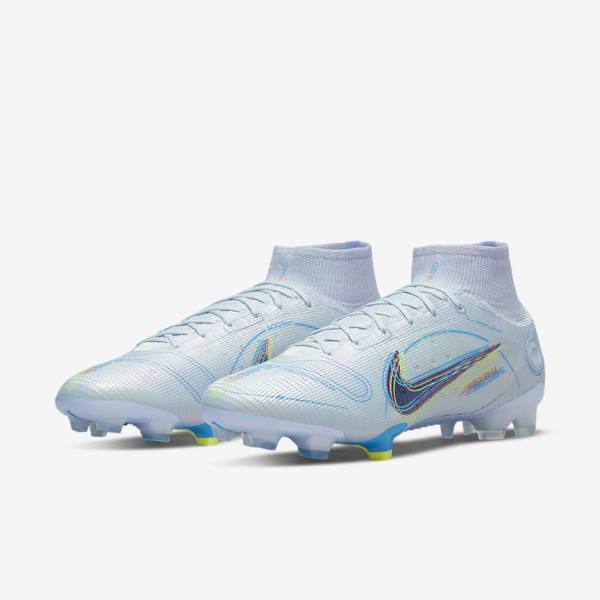 Nike Mercurial Superfly 8 Elite FG Firm-Grounds Fußballschuhe Damen Grau Hellblau Blau | NK295HQK