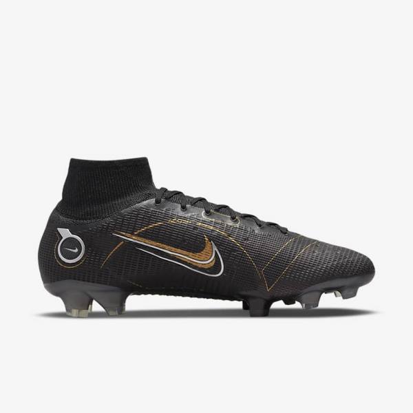 Nike Mercurial Superfly 8 Elite FG Firm-Grounds Fußballschuhe Damen Schwarz Metal Silber Grau Metal Gold | NK520VZH