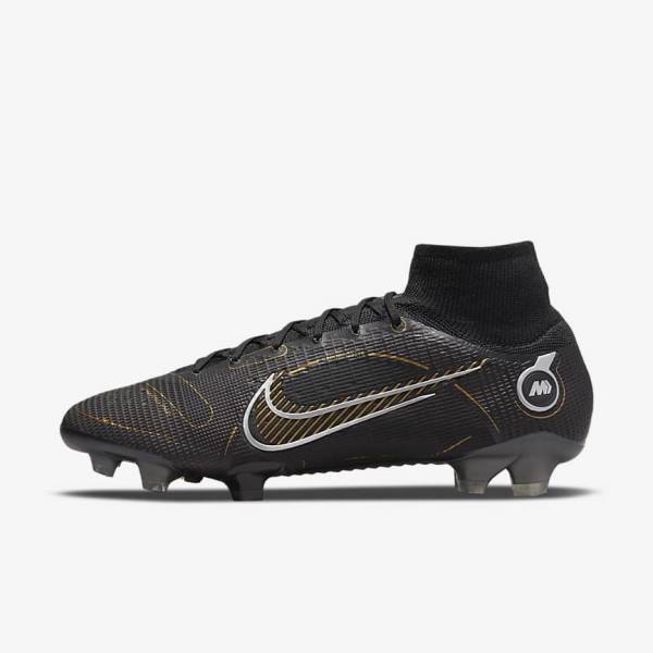 Nike Mercurial Superfly 8 Elite FG Firm-Grounds Fußballschuhe Damen Schwarz Metal Silber Grau Metal Gold | NK520VZH