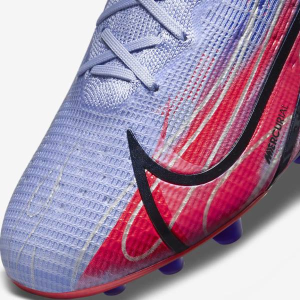 Nike Mercurial Superfly 8 Elite KM AG Artificial-Grass Fußballschuhe Herren Indigo Hellrot Metal Silber | NK074MOC