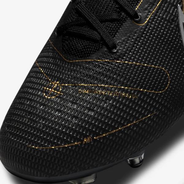 Nike Mercurial Superfly 8 Elite SG-PRO Anti-Clog Traction Soft-Ground Fußballschuhe Herren Schwarz Metal Silber Grau Metal Gold | NK198EDG