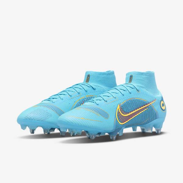 Nike Mercurial Superfly 8 Elite SG-PRO Anti-Clog Traction Soft-Ground Fußballschuhe Damen Blau Orange | NK469LFD