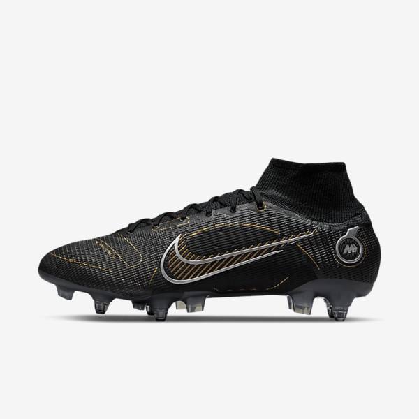 Nike Mercurial Superfly 8 Elite SG-PRO Anti-Clog Traction Soft-Ground Fußballschuhe Damen Schwarz Metal Silber Grau Metal Gold | NK647HFX