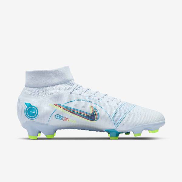 Nike Mercurial Superfly 8 Pro FG Firm-Ground Fußballschuhe Herren Grau Hellblau Dunkelblau | NK214ACG