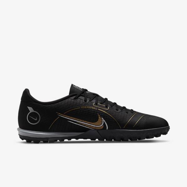 Nike Mercurial Vapor 14 Academy TF Turf Fußballschuhe Damen Schwarz Metal Silber Grau Metal Gold | NK530XDW