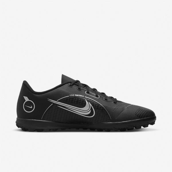 Nike Mercurial Vapor 14 Club TF Turf Fußballschuhe Herren Schwarz Grau Metal Silber | NK562BYT