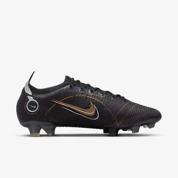 Nike Mercurial Vapor 14 Elite FG Firm-Grounds Fußballschuhe Herren Schwarz Metal Silber Grau Metal Gold | NK056RHN