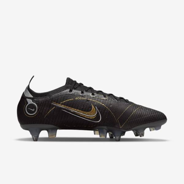 Nike Mercurial Vapor 14 Elite SG-PRO Anti-Clog Traction Soft-Grounds Fußballschuhe Damen Schwarz Metal Silber Grau Metal Gold | NK672LPJ