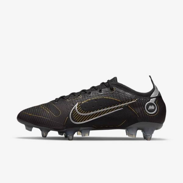 Nike Mercurial Vapor 14 Elite SG-PRO Anti-Clog Traction Soft-Grounds Fußballschuhe Damen Schwarz Metal Silber Grau Metal Gold | NK672LPJ