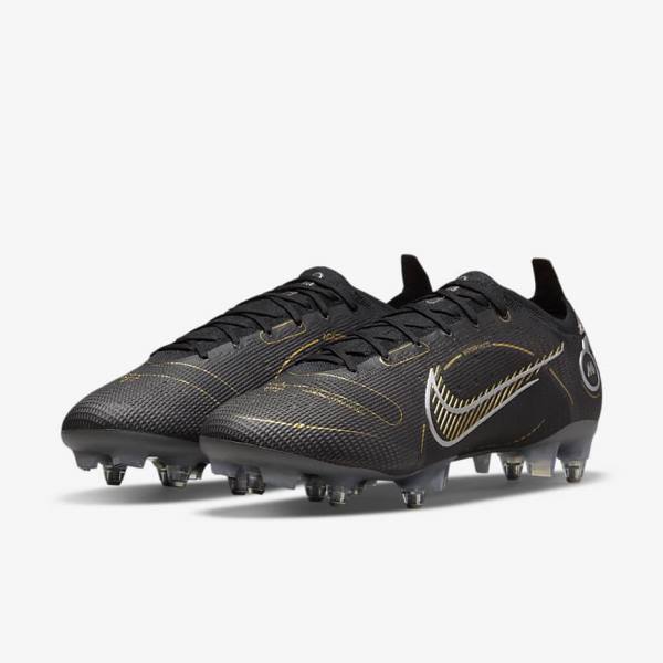 Nike Mercurial Vapor 14 Elite SG-PRO Anti-Clog Traction Soft-Grounds Fußballschuhe Herren Schwarz Metal Silber Grau Metal Gold | NK974HWN