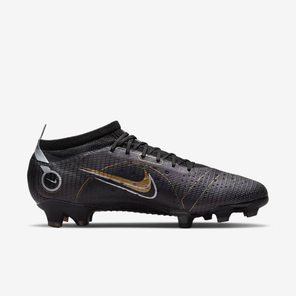 Nike Mercurial Vapor 14 Pro FG Firm-Ground Fußballschuhe Herren Schwarz Metal Silber Grau Metal Gold | NK154NOZ