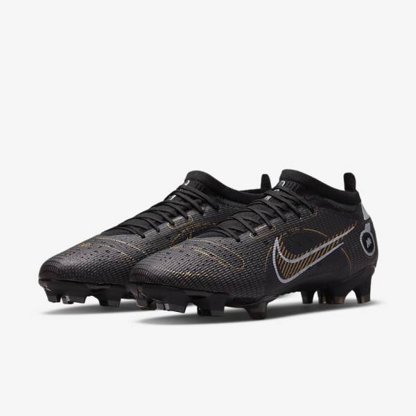 Nike Mercurial Vapor 14 Pro FG Firm-Ground Fußballschuhe Herren Schwarz Metal Silber Grau Metal Gold | NK154NOZ