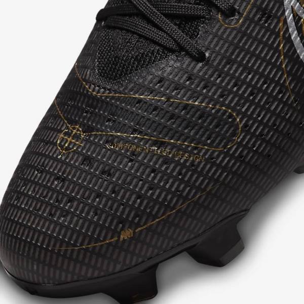 Nike Mercurial Vapor 14 Pro FG Firm-Ground Fußballschuhe Herren Schwarz Metal Silber Grau Metal Gold | NK154NOZ