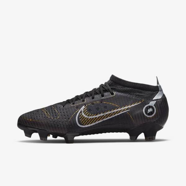 Nike Mercurial Vapor 14 Pro FG Firm-Ground Fußballschuhe Herren Schwarz Metal Silber Grau Metal Gold | NK154NOZ