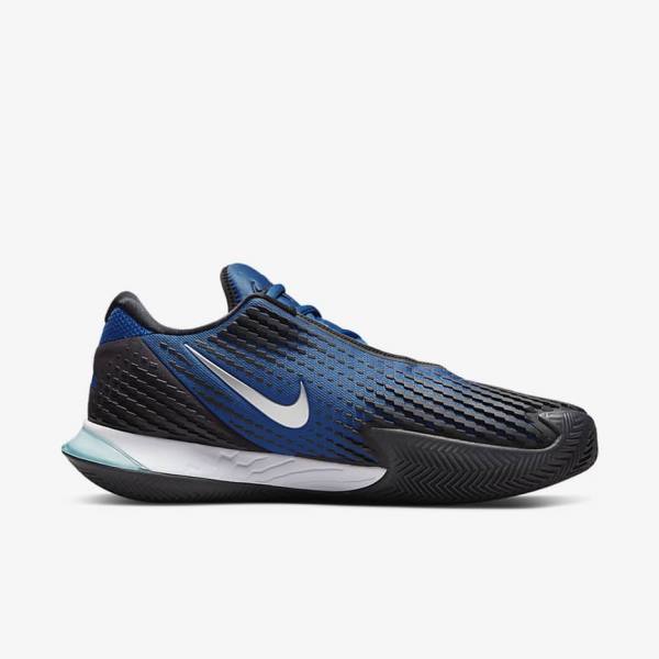 Nike NikeCourt Air Zoom Vapor Cage 4 Rafa Clay Tennisschuhe Herren Blau Schwarz Metal Silber | NK849MCG