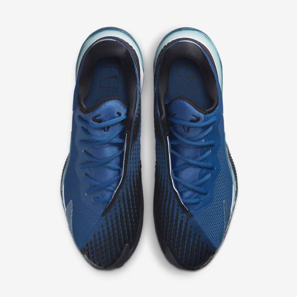 Nike NikeCourt Air Zoom Vapor Cage 4 Rafa Clay Tennisschuhe Herren Blau Schwarz Metal Silber | NK849MCG