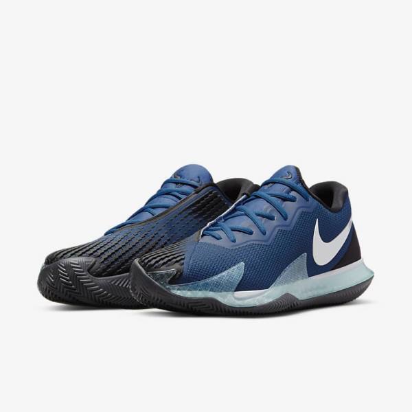 Nike NikeCourt Air Zoom Vapor Cage 4 Rafa Clay Tennisschuhe Herren Blau Schwarz Metal Silber | NK849MCG