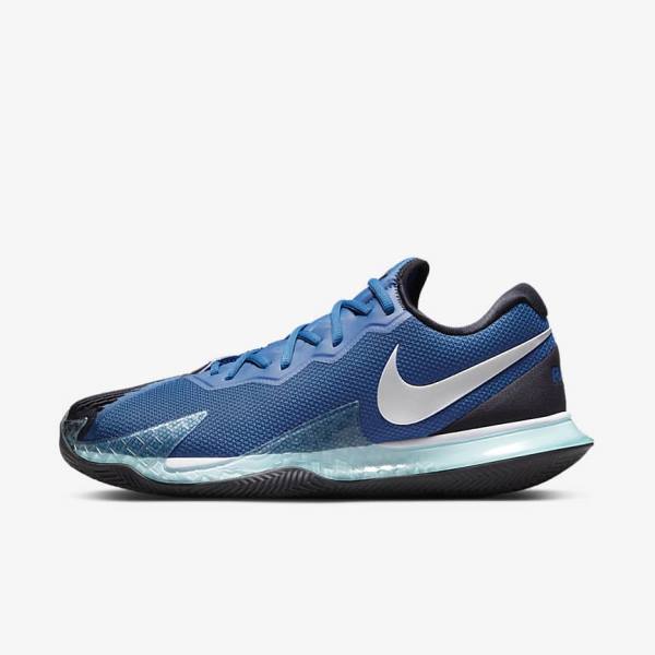 Nike NikeCourt Air Zoom Vapor Cage 4 Rafa Clay Tennisschuhe Herren Blau Schwarz Metal Silber | NK849MCG