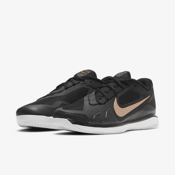 Nike NikeCourt Air Zoom Vapor Pro Hard-Court Tennisschuhe Damen Schwarz Weiß Metal Rot Braun | NK428XCM