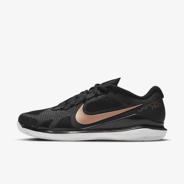 Nike NikeCourt Air Zoom Vapor Pro Hard-Court Tennisschuhe Damen Schwarz Weiß Metal Rot Braun | NK428XCM