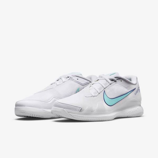 Nike NikeCourt Air Zoom Vapor Pro Hard-Court Tennisschuhe Herren Weiß Hellbeige Königsblau Blau Türkis | NK524TOM