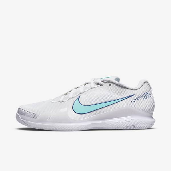 Nike NikeCourt Air Zoom Vapor Pro Hard-Court Tennisschuhe Herren Weiß Hellbeige Königsblau Blau Türkis | NK524TOM