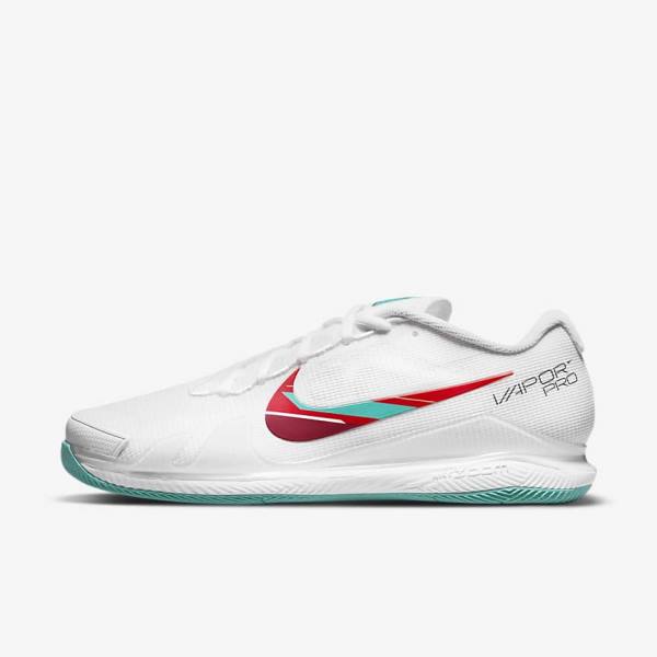 Nike NikeCourt Air Zoom Vapor Pro Hard-Court Tennisschuhe Herren Weiß Rot Bordeaux Türkis | NK726ZYW