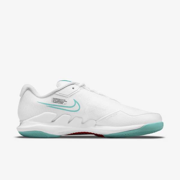 Nike NikeCourt Air Zoom Vapor Pro Hard-Court Tennisschuhe Damen Weiß Rot Bordeaux Türkis | NK968YJZ