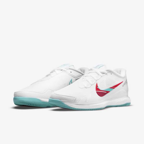 Nike NikeCourt Air Zoom Vapor Pro Hard-Court Tennisschuhe Damen Weiß Rot Bordeaux Türkis | NK968YJZ