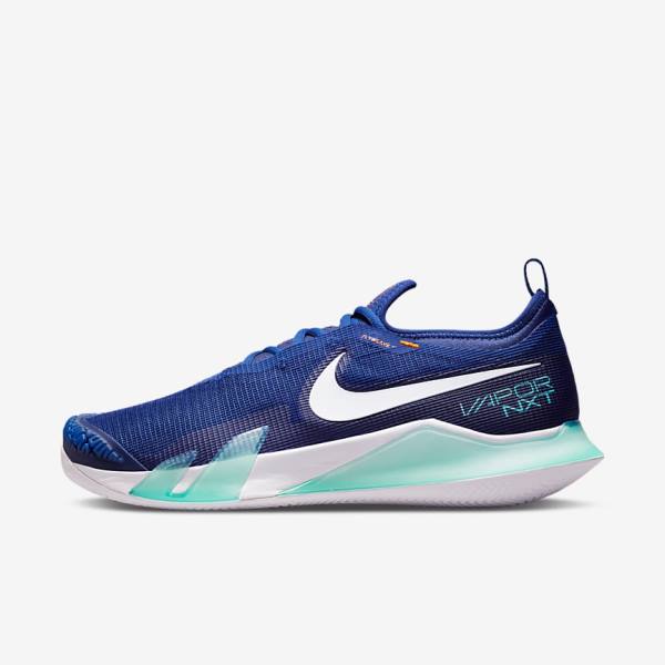 Nike NikeCourt React Vapor NXT Clay Court Tennisschuhe Herren Königsblau Blau Türkis Orange Weiß | NK240CUW