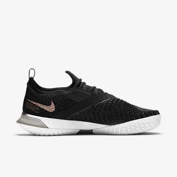 Nike NikeCourt React Vapor NXT Hard Court Tennisschuhe Damen Schwarz Metal Rot Braun Weiß | NK023DPK