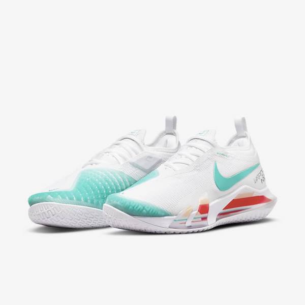 Nike NikeCourt React Vapor NXT Hard Court Tennisschuhe Damen Weiß Rot Bordeaux Türkis | NK795ITR