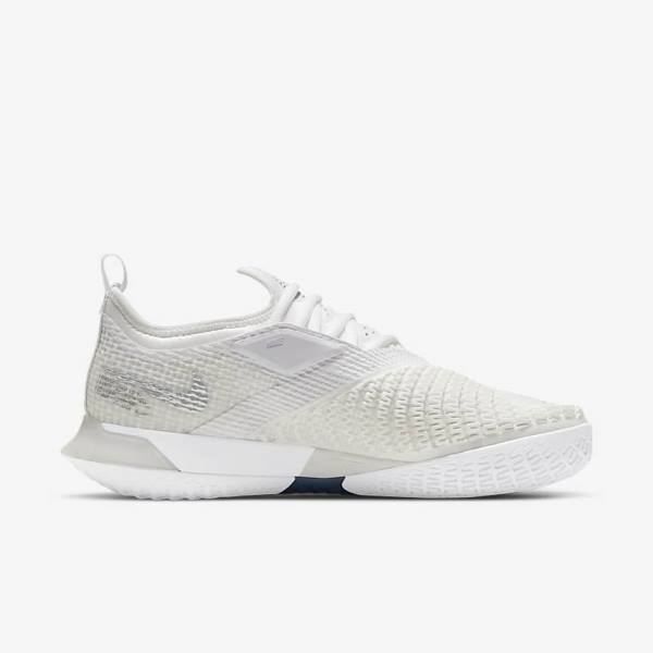 Nike NikeCourt React Vapor NXT Hard Court Tennisschuhe Damen Weiß Grau Metal Silber | NK820YFV