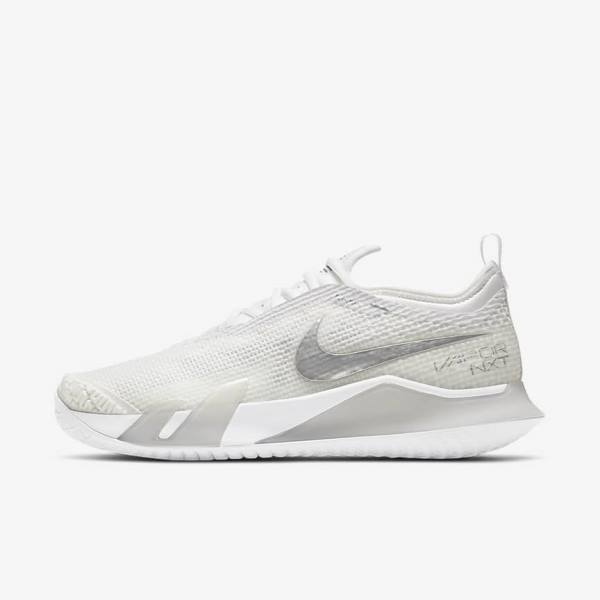 Nike NikeCourt React Vapor NXT Hard Court Tennisschuhe Damen Weiß Grau Metal Silber | NK820YFV