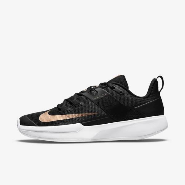 Nike NikeCourt Vapor Lite Clay-Court Tennisschuhe Damen Schwarz Weiß Metal Rot Braun | NK127STU