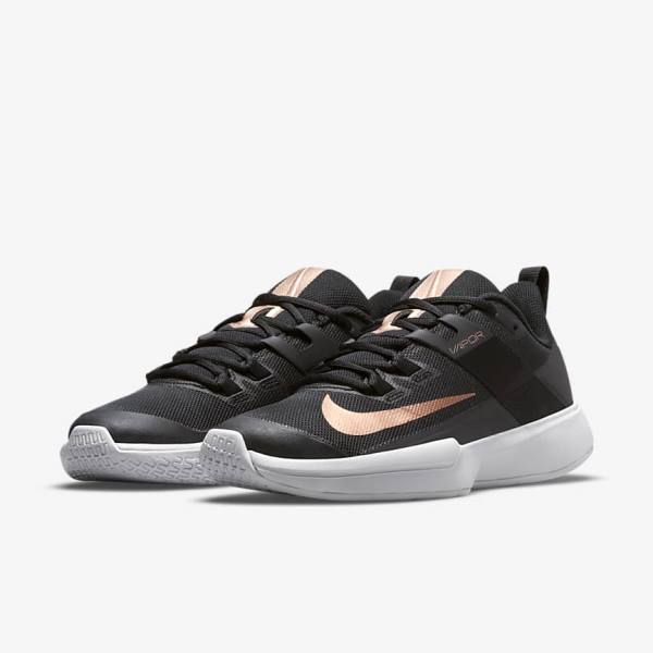 Nike NikeCourt Vapor Lite Hard-Court Tennisschuhe Damen Schwarz Weiß Metal Rot Braun | NK584IPR