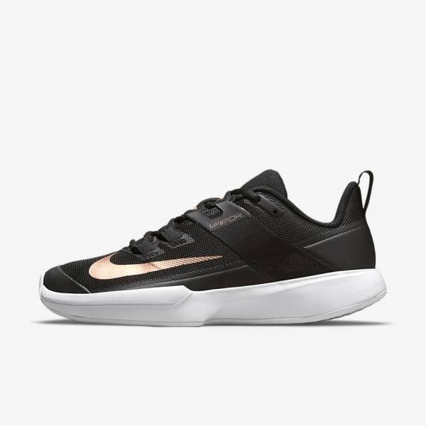 Nike NikeCourt Vapor Lite Hard-Court Tennisschuhe Damen Schwarz Weiß Metal Rot Braun | NK584IPR