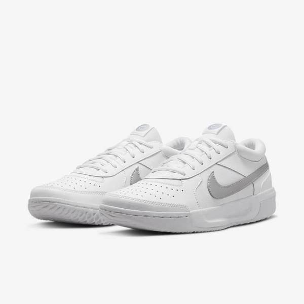 Nike NikeCourt Zoom Lite 3 Tennisschuhe Damen Weiß Metal Silber | NK582DJR