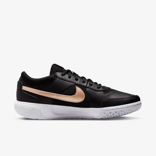 Nike NikeCourt Zoom Lite 3 Tennisschuhe Damen Schwarz Weiß Metal Rot Braun | NK691UYB