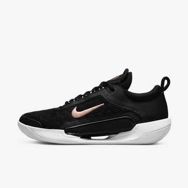 Nike NikeCourt Zoom NXT Clay Court Tennisschuhe Damen Schwarz Weiß Dunkelgrau Metal Rot Braun | NK054VJW