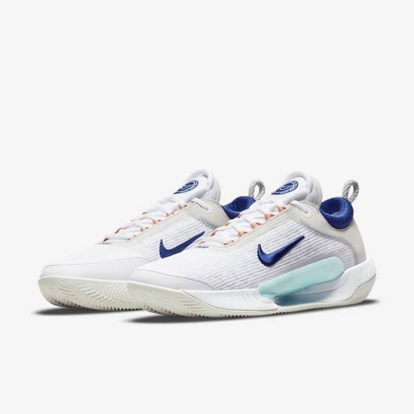 Nike NikeCourt Zoom NXT Clay Court Tennisschuhe Herren Weiß Hellbeige Türkis Königsblau Blau | NK406NDH